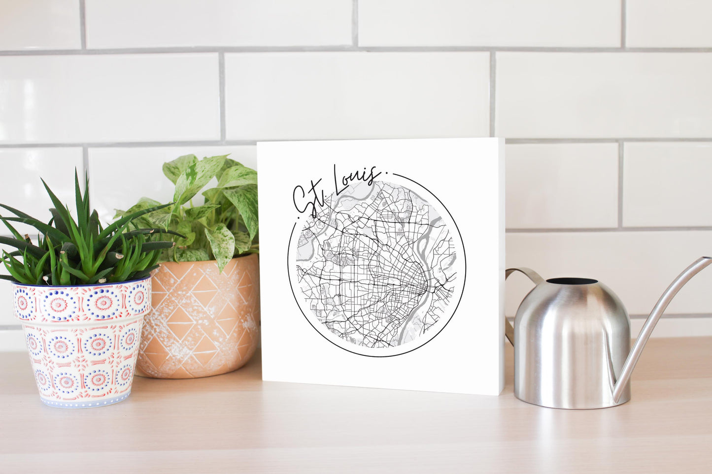 Minimalist B&W Missouri St Louis Circle Map | Wood Block | Eaches | Min 2