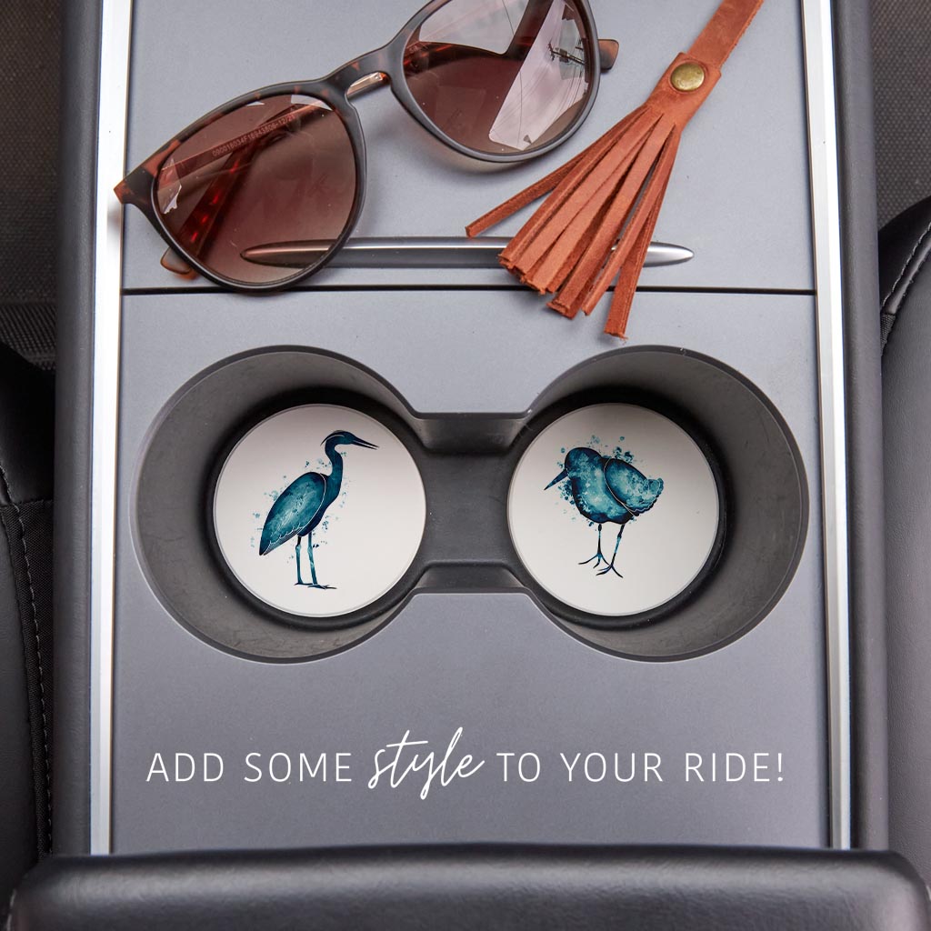 New England Water Color Heron Sand Piper| Absorbent Car Coasters | Set of 2 | Min 4
