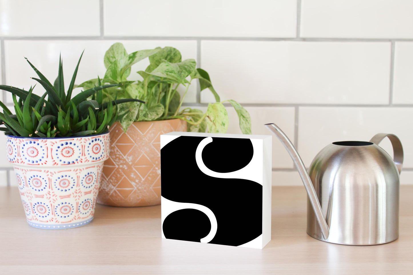 Fun Chunky Monogram S | Wood Block | Eaches | Min 4