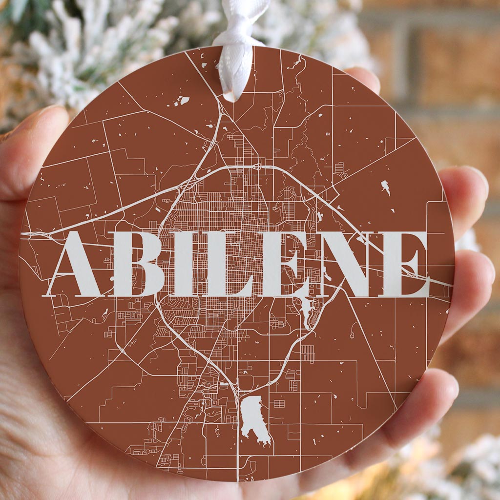 Modern Minimalist Texas Abilene Map | Wood Ornament | Eaches | Min 6