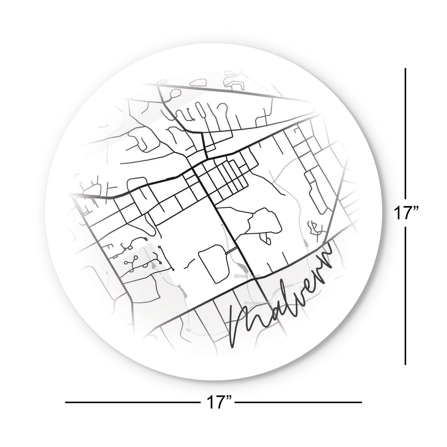 Minimalistic B&W Pennsylvania Malvern Circle Map | Wood Sign | Eaches | Min 1