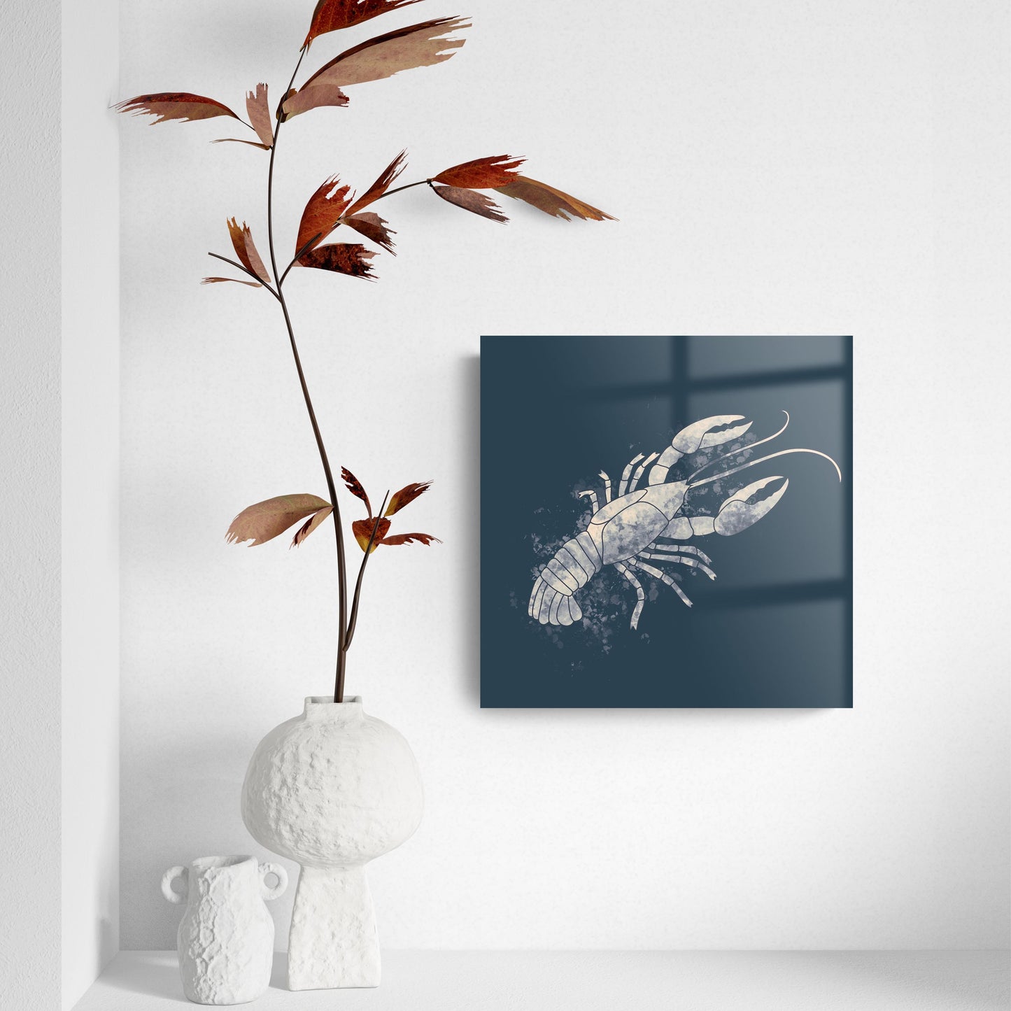 Modern Minimalist Louisiana Crawfish Water Color | Hi-Def Glass Art | Eaches | Min 2