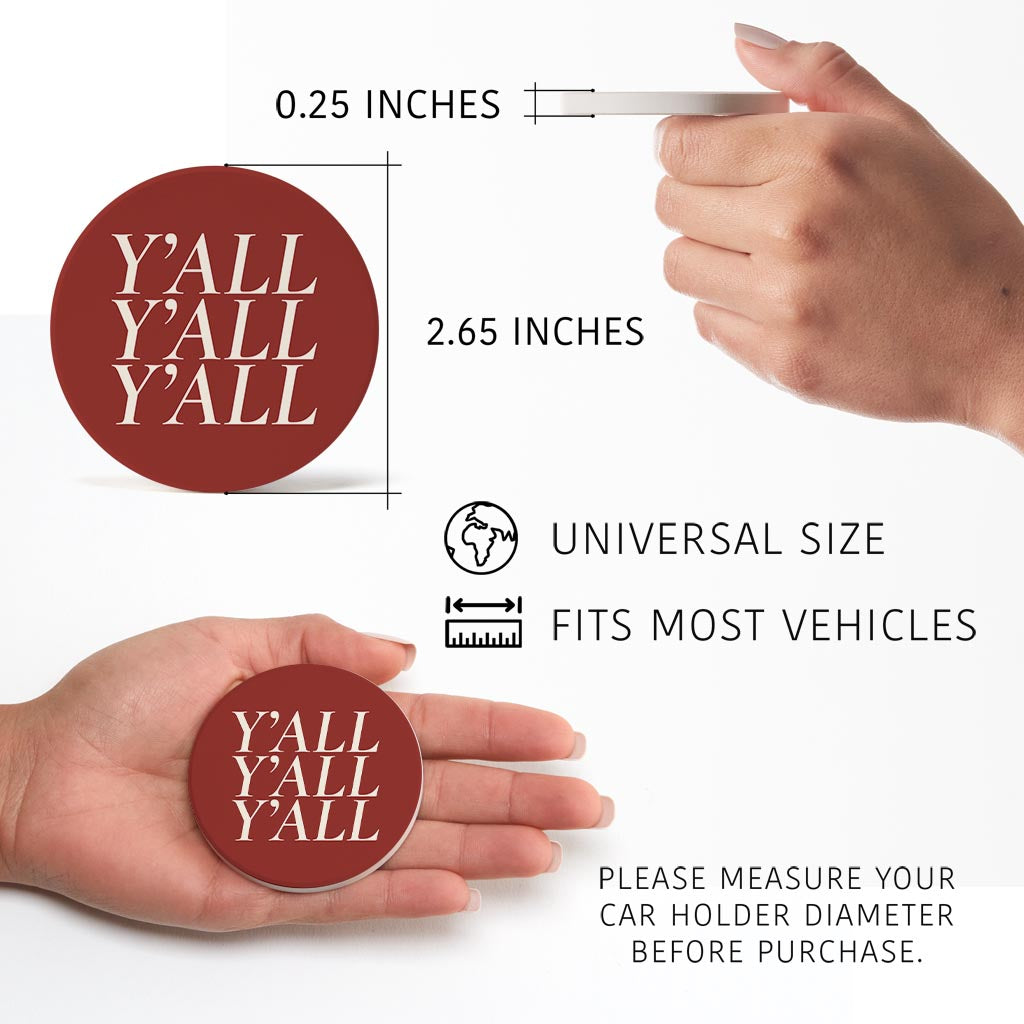 Modern Minimalist Oklahoma Yall | Absorbent Car Coasters | Set of 2 | Min 4