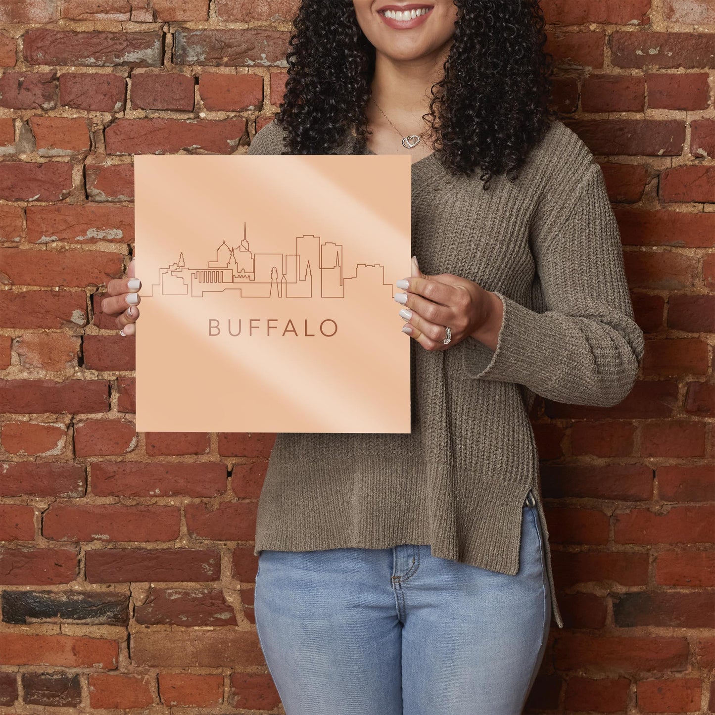 Modern Minimalistic New York Buffalo Skyline | Hi-Def Glass Art | Eaches | Min 1