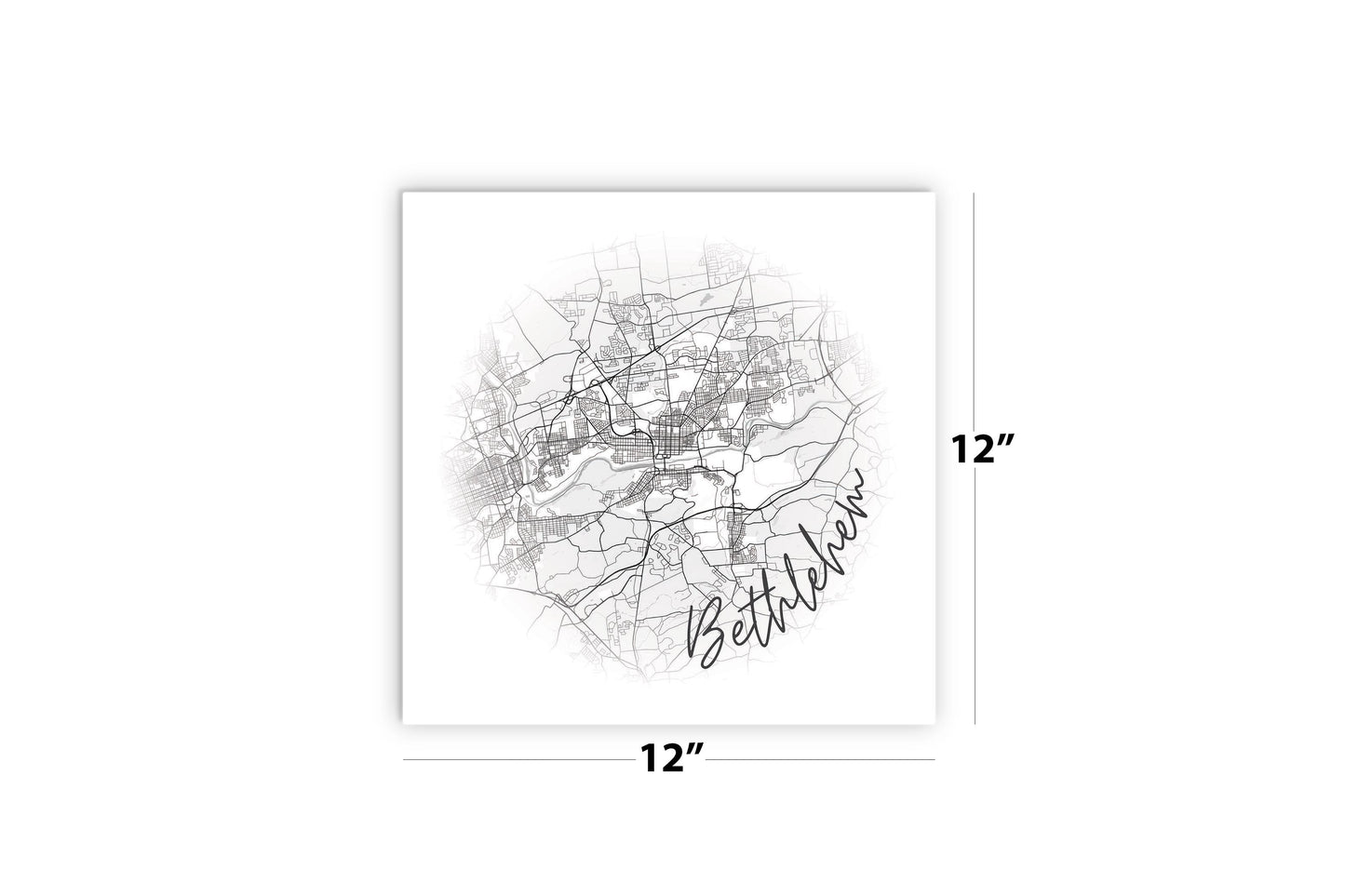 Minimalistic B&W Pennsylvania Bethlehem Circle Map| Wood Sign | Eaches | Min 2