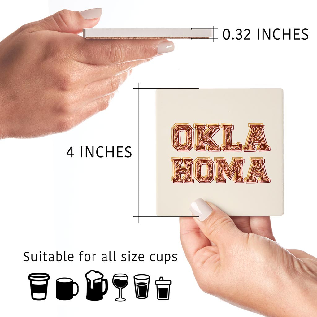 Modern Minimalist Oklahoma| Absorbent Coasters | Set of 4 | Min 2