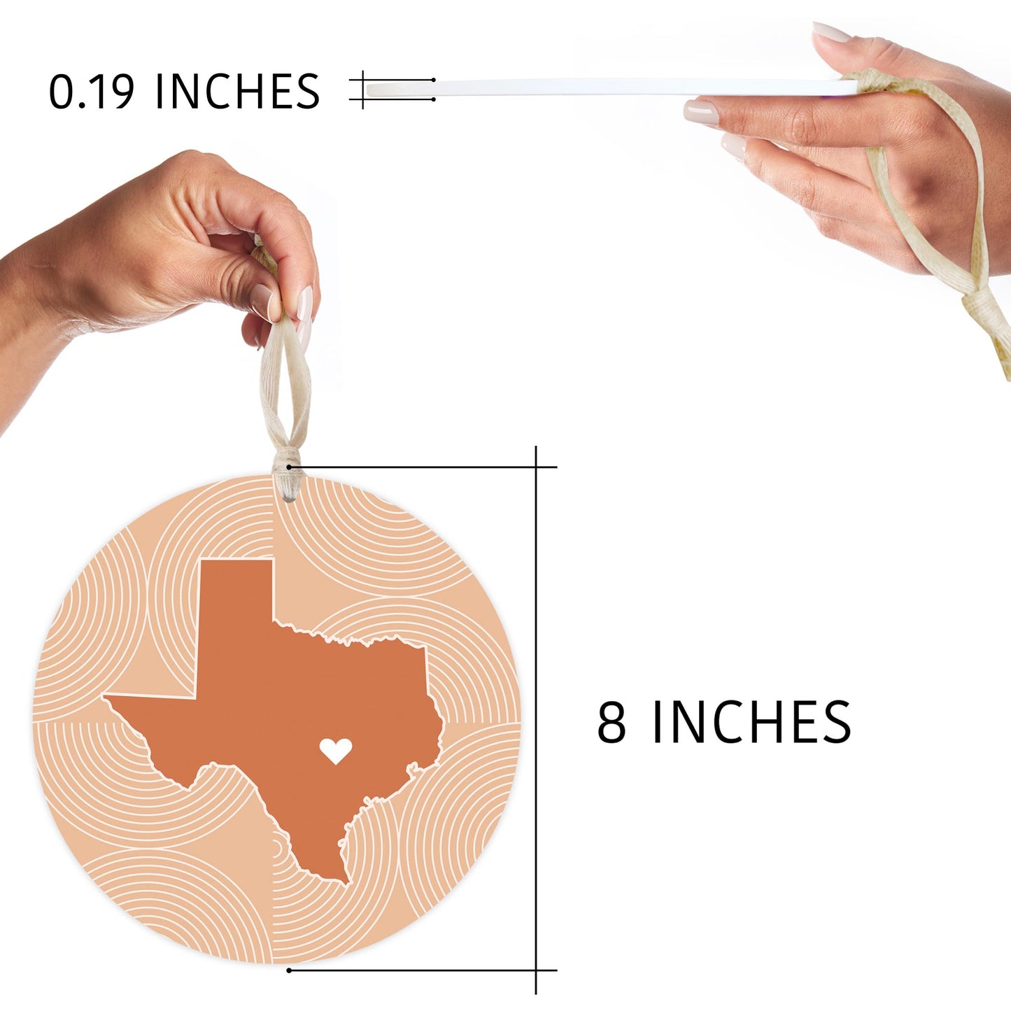 Modern Minimalist Texas Austin Heart| Wood Ornament | Eaches | Min 1