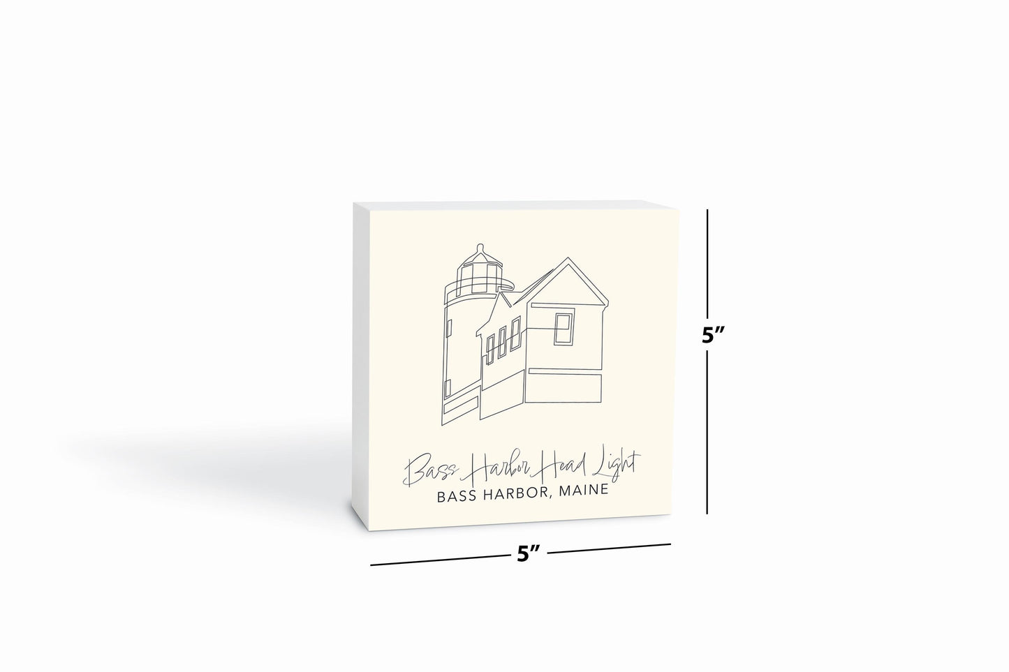 Cream Bass Harbor Head Light | Wood Block | Eaches | Min 4