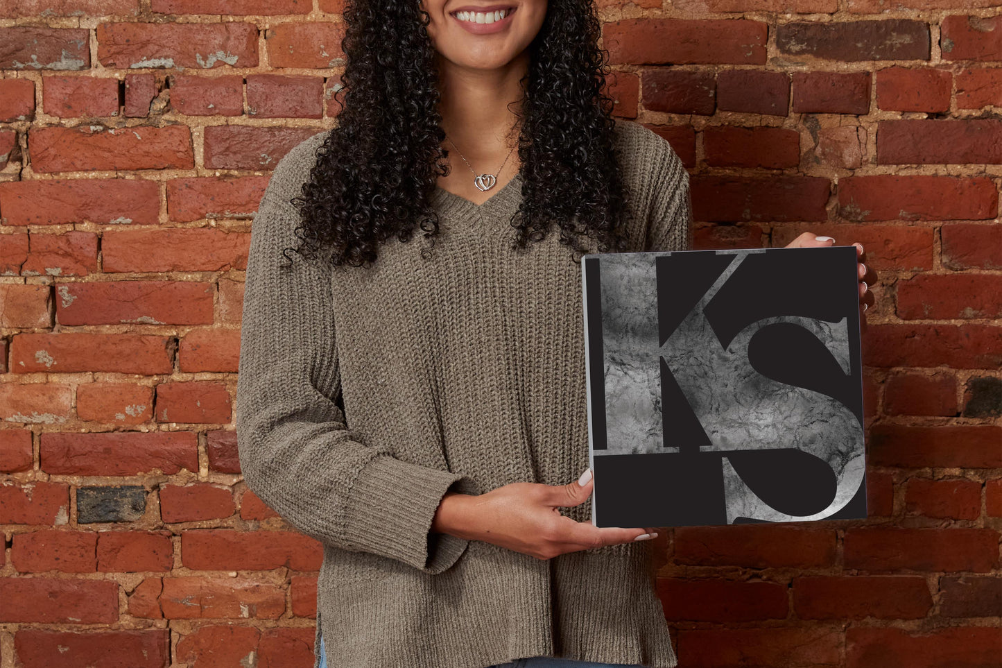 Minimalist B&W Kansas Black Initials | Wood Block | Eaches | Min 2