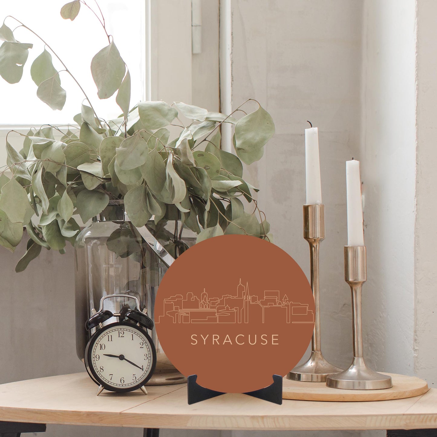 Modern Minimalist New York Syracuse Skyline | Wood Sign | Eaches | Min 1