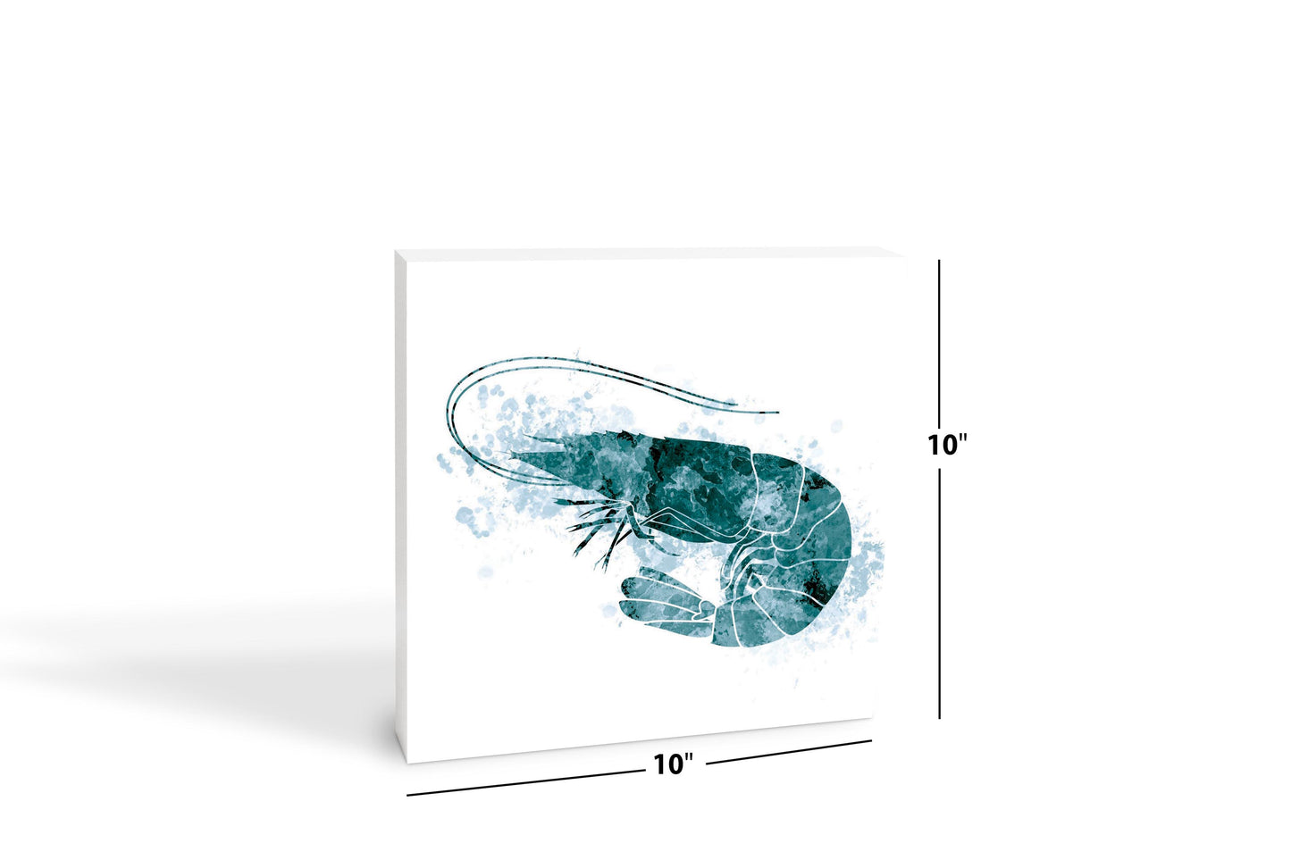 Blue White Water Color Shrimp | Wood Block | Eaches | Min 2