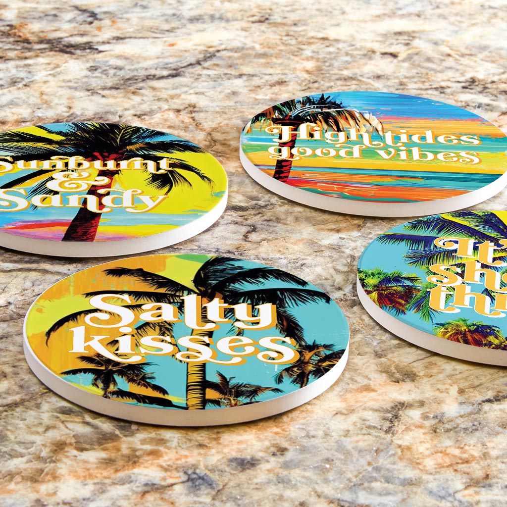 Bright Florida Palm Trees| Absorbent Coasters | Set of 4 | Min 2