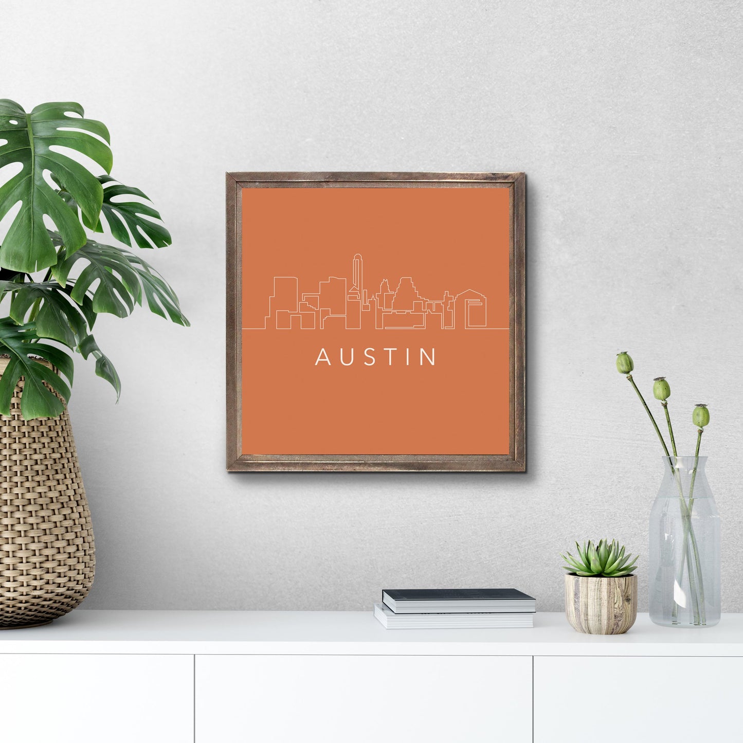 Modern Minimalist Texas Austin Skyline| Wood Sign | Eaches | Min 1