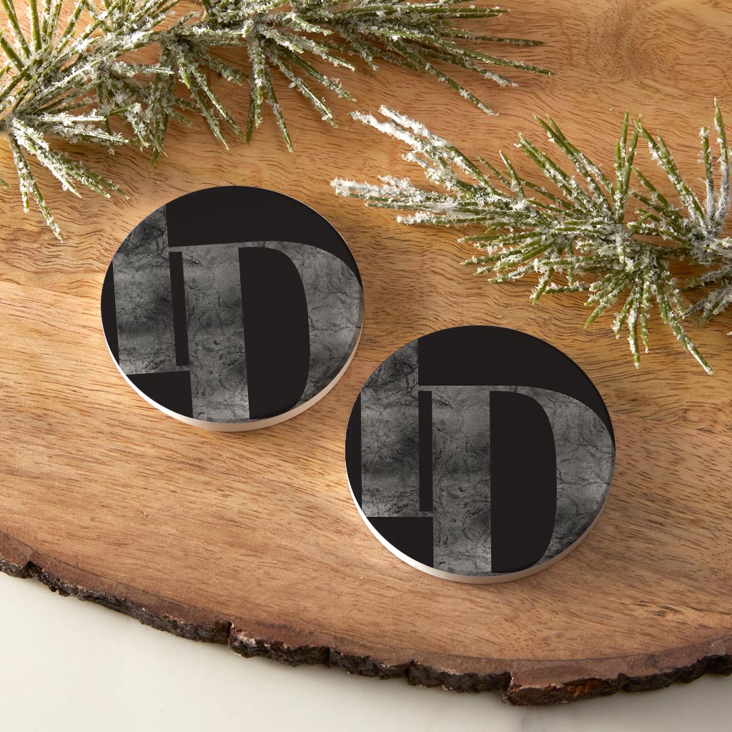 Minimalist B&W Idaho Black Initials | Absorbent Car Coasters | Set of 2 | Min 4