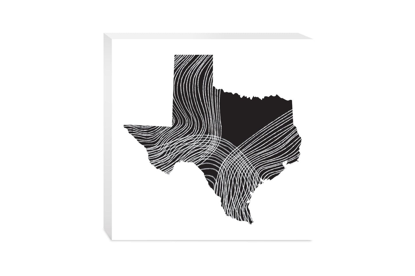 Modern Texas State Shape With Fluid Lines | Wood Block | Eaches | Min 2