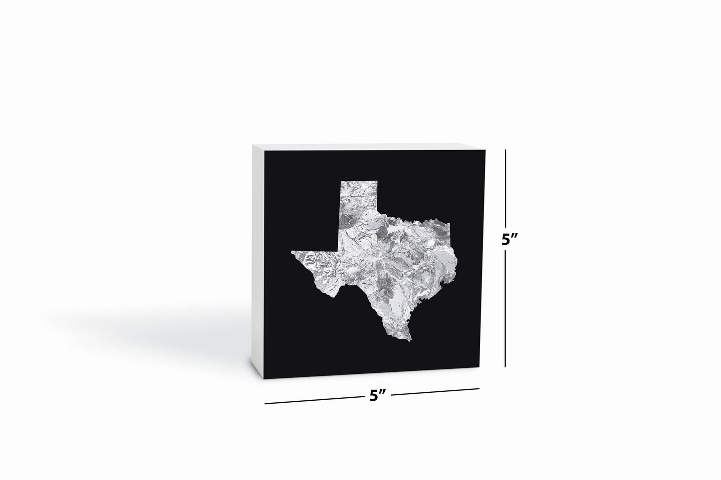 Minimalistic B&W Texas Metal State Shape | Wood Block | Eaches | Min 4