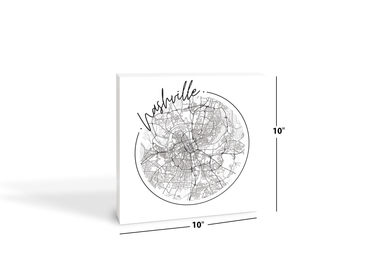 Minimalist B&W Tennessee Nashville Circle Map | Wood Block | Eaches | Min 2