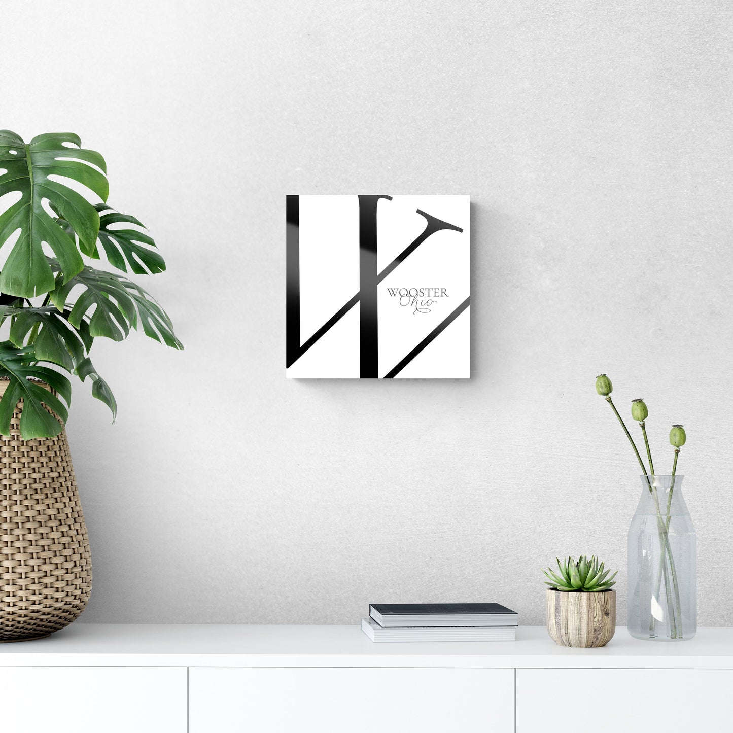 Wooster Oh Minimal Monogram | Hi-Def Glass Art | Eaches | Min 1
