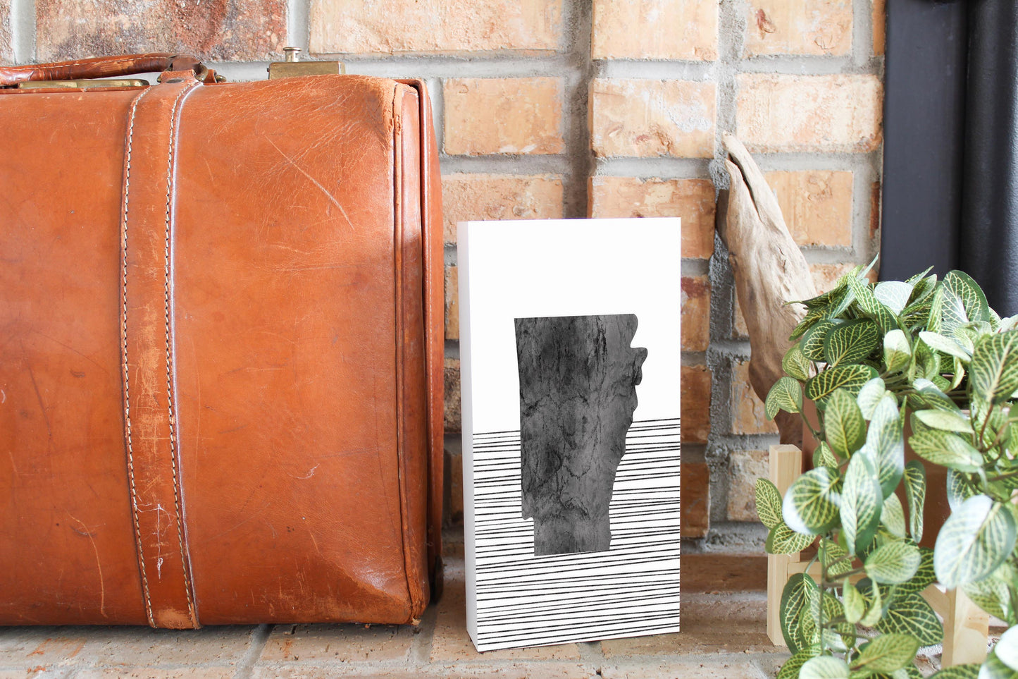 B&W Minimalist Arkansas Lines| Wood Block | Eaches | Min 4