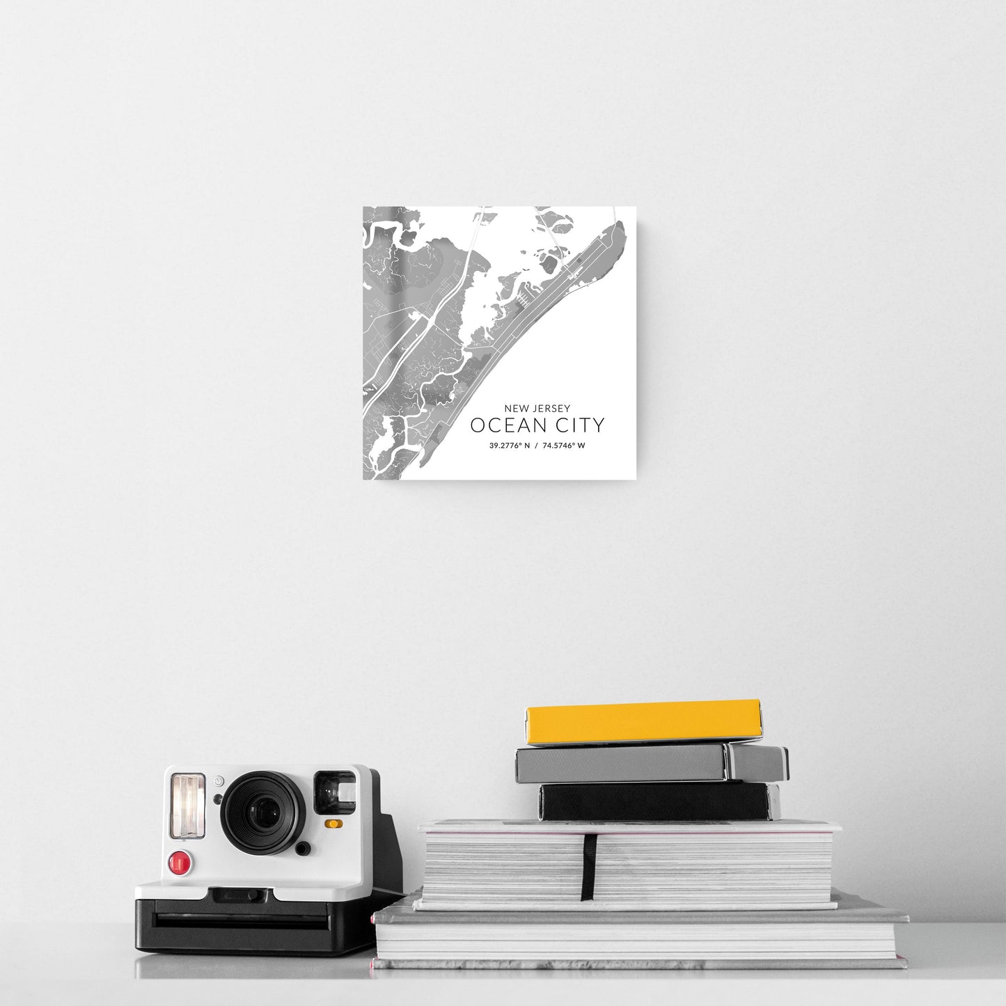 Ocean City Nj Minimalistic Map With Coordinates | Hi-Def Glass Art | Eaches | Min 2