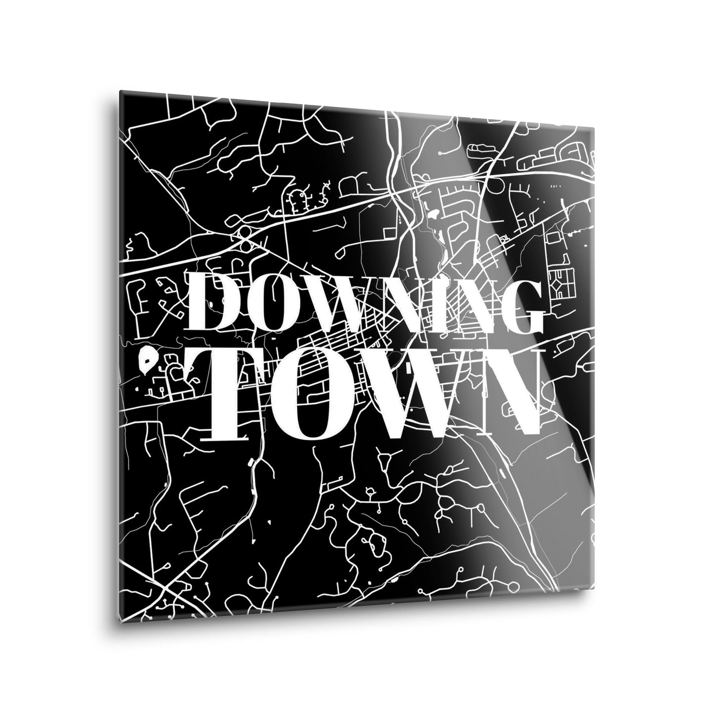 Minimalistic B&W Pennsylvania Downingtown Map | Hi-Def Glass Art | Eaches | Min 2