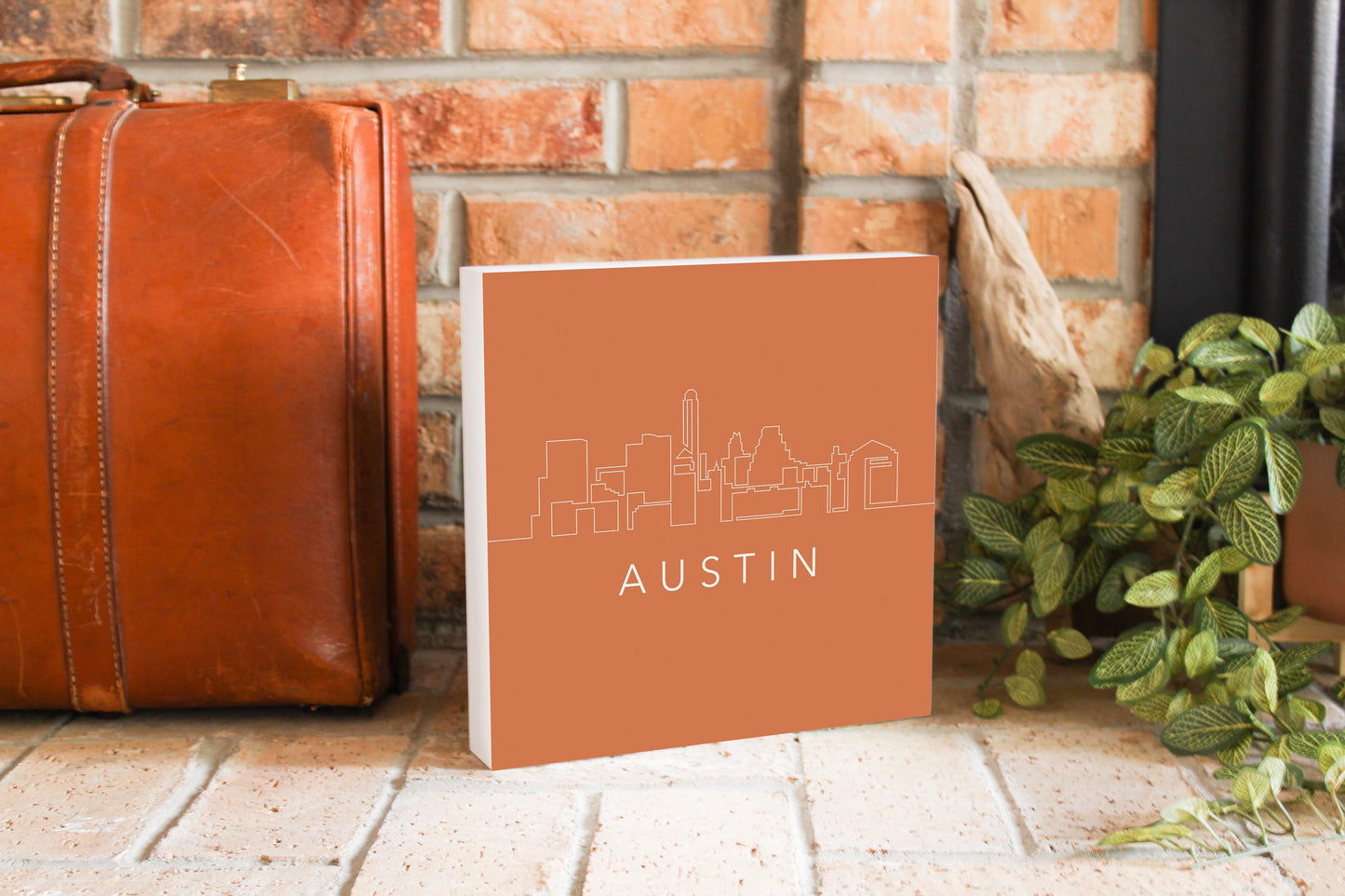 Modern Minimalist Texas Austin Skyline | Wood Block | Eaches | Min 2