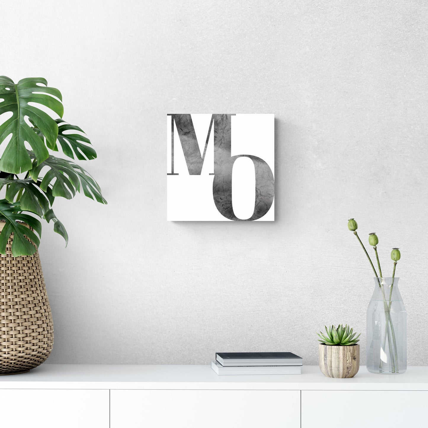 Minimalist B&W Missouri White Initials | Hi-Def Glass Art | Eaches | Min 1