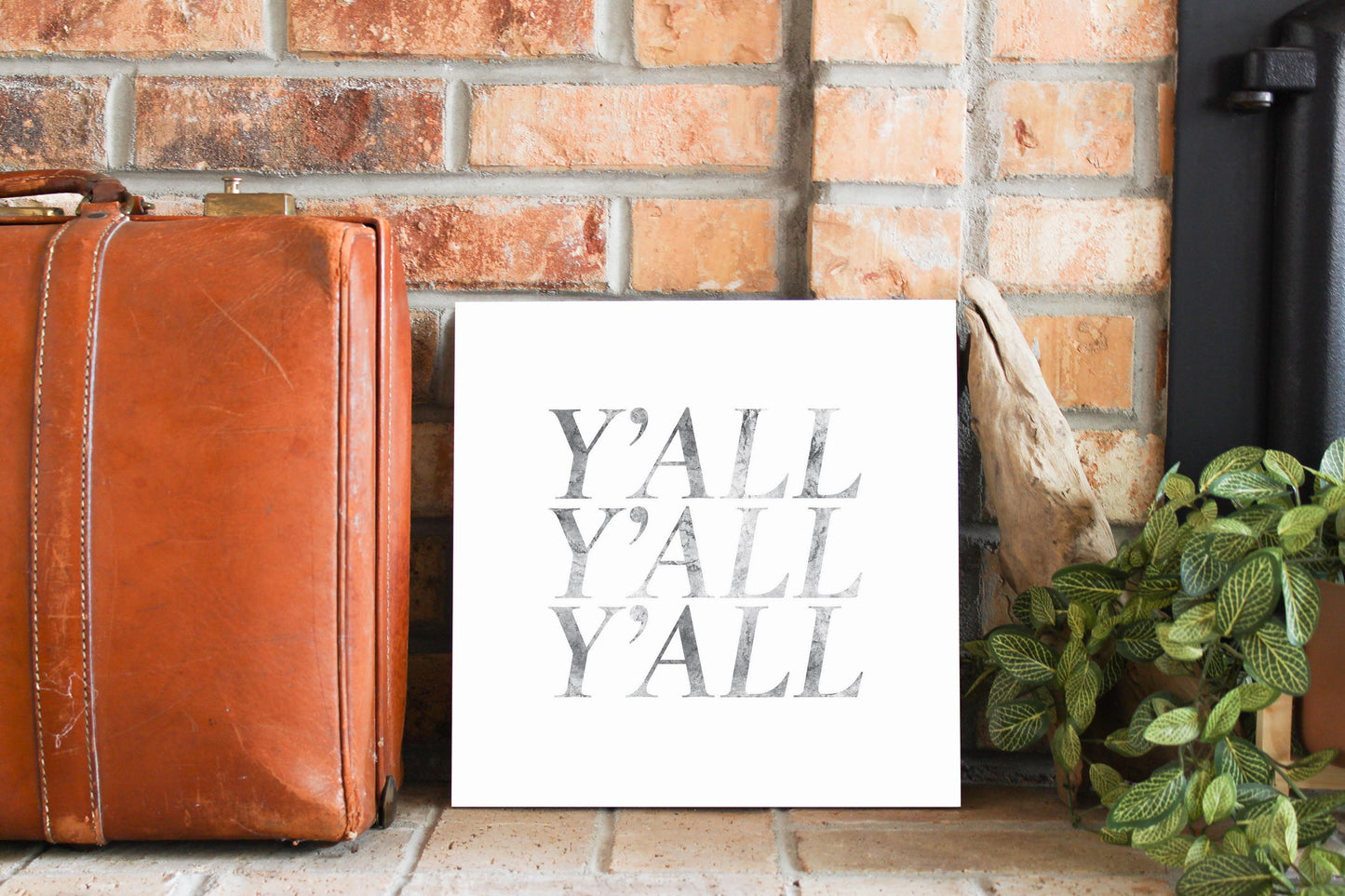 Minimalistic B&W Texas Textured Yall | Wood Sign | Eaches | Min 2