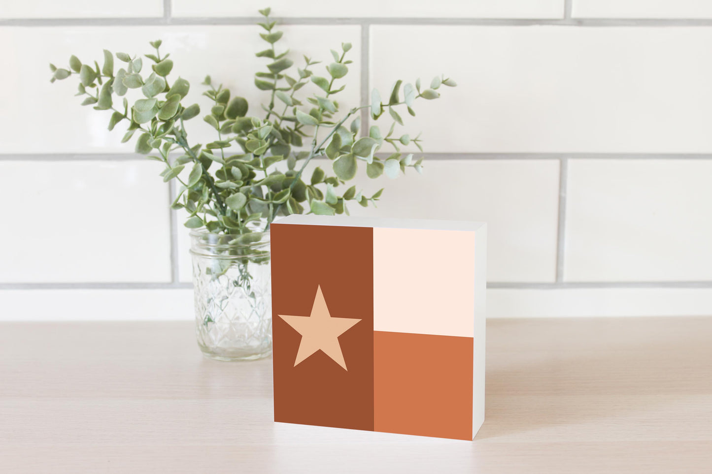 Modern Minimalist Texas State Flag | Wood Block | Eaches | Min 4