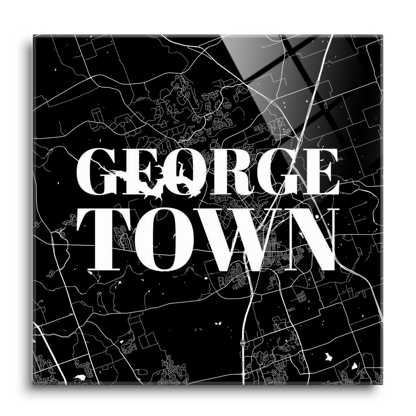 Minimalistic B&W Texas Georgetown Map | Hi-Def Glass Art | Eaches | Min 1