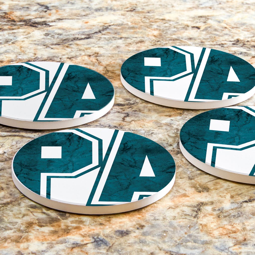 Modern Minimalist Pennsylvania White Initials | Absorbent Coasters | Set of 4 | Min 2