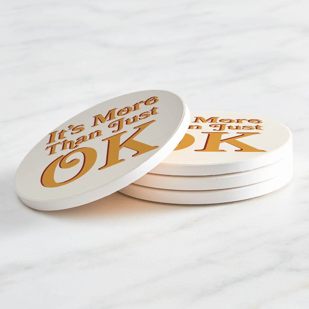 Modern Minimalist Oklahoma More Than Just Ok| Absorbent Coasters | Set of 4 | Min 2