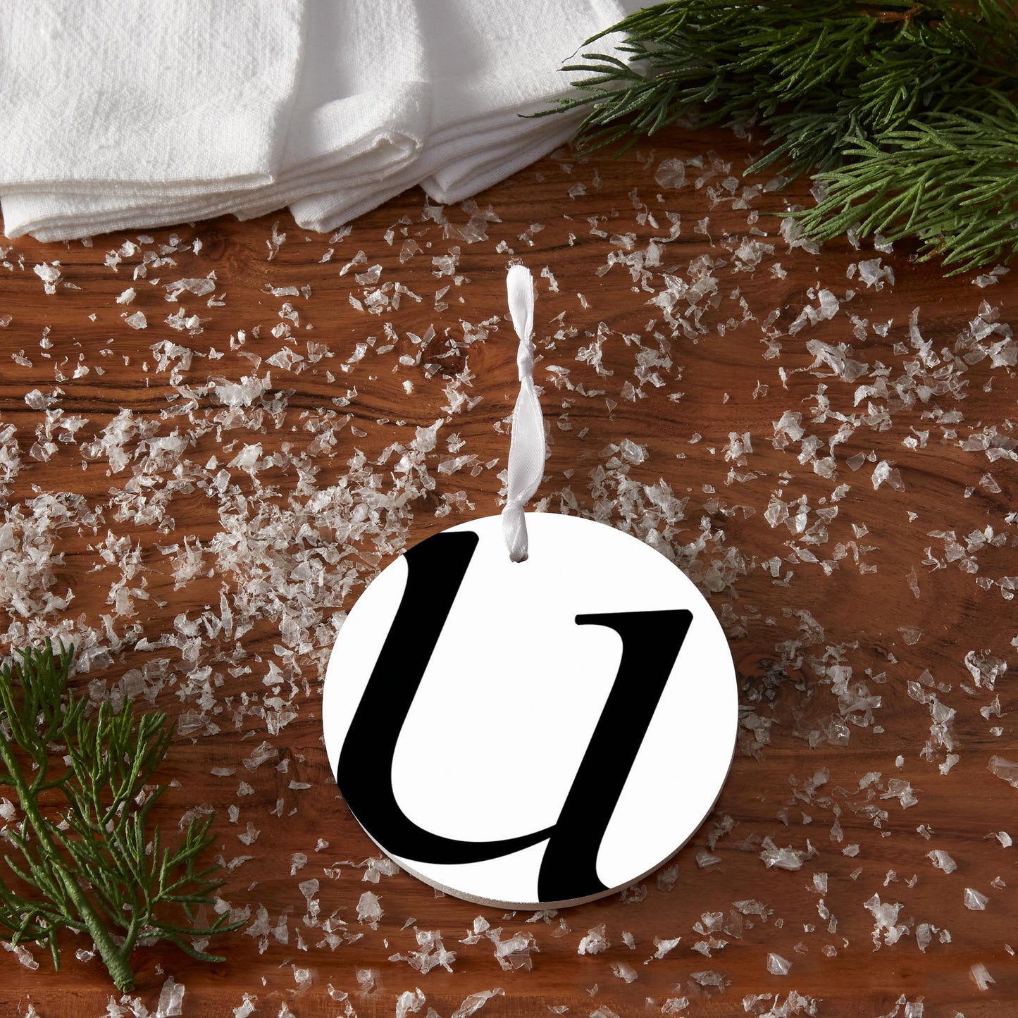 Minimalist Monogram U Circle| Wood Ornament | Eaches | Min 6