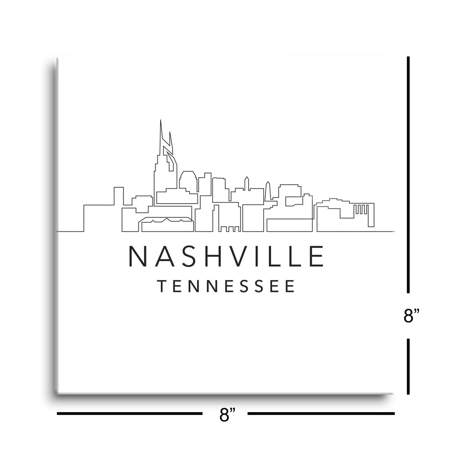 Minimalist B&W Tennessee Nashville Skyline | Hi-Def Glass Art | Eaches | Min 2