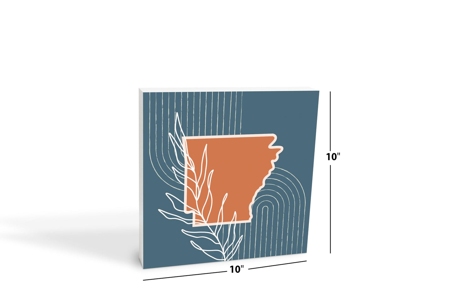 Modern Minimalist Arkansas State Shape With Leaf | Wood Block | Eaches | Min 2