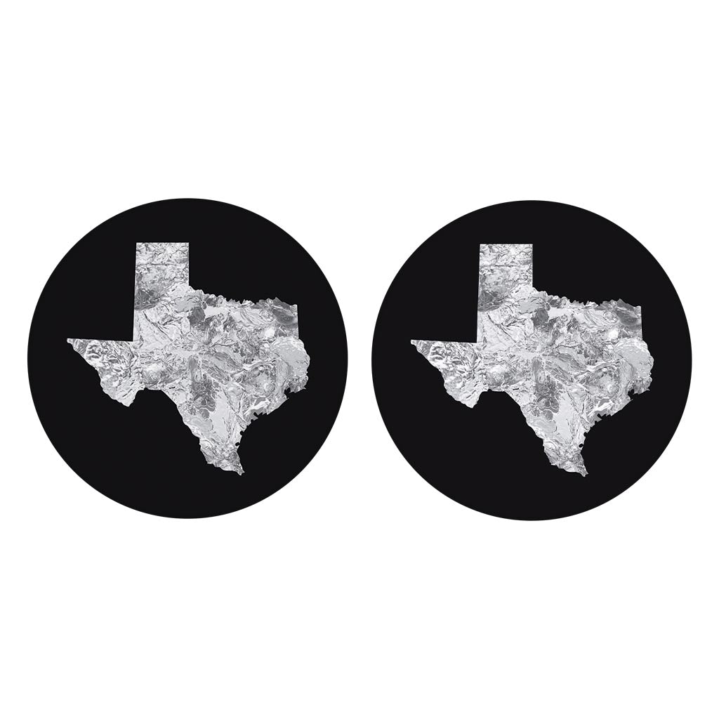 Minimalistic B&W Texas Metal State Shape | Absorbent Car Coasters | Set of 2 | Min 4