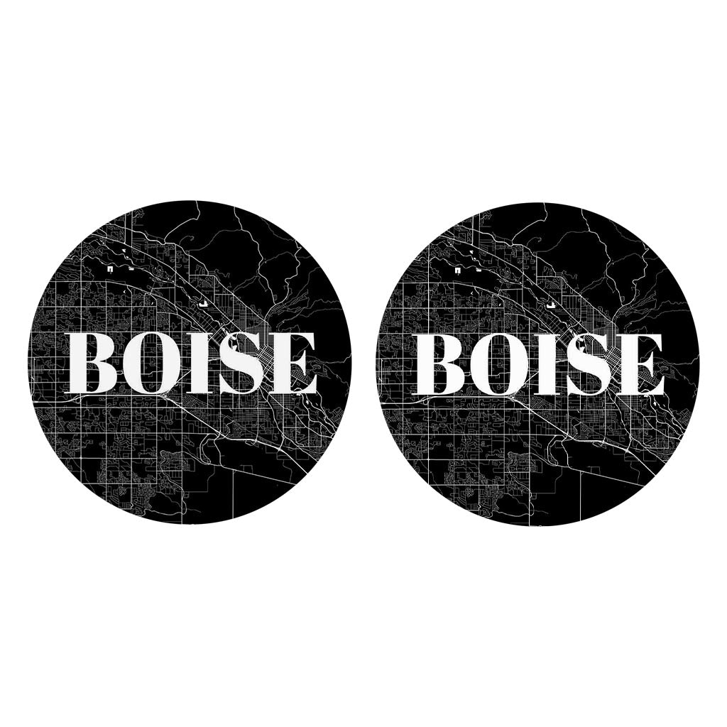 Minimalist B&W Idaho Boise Map | Absorbent Car Coasters | Set of 2 | Min 4