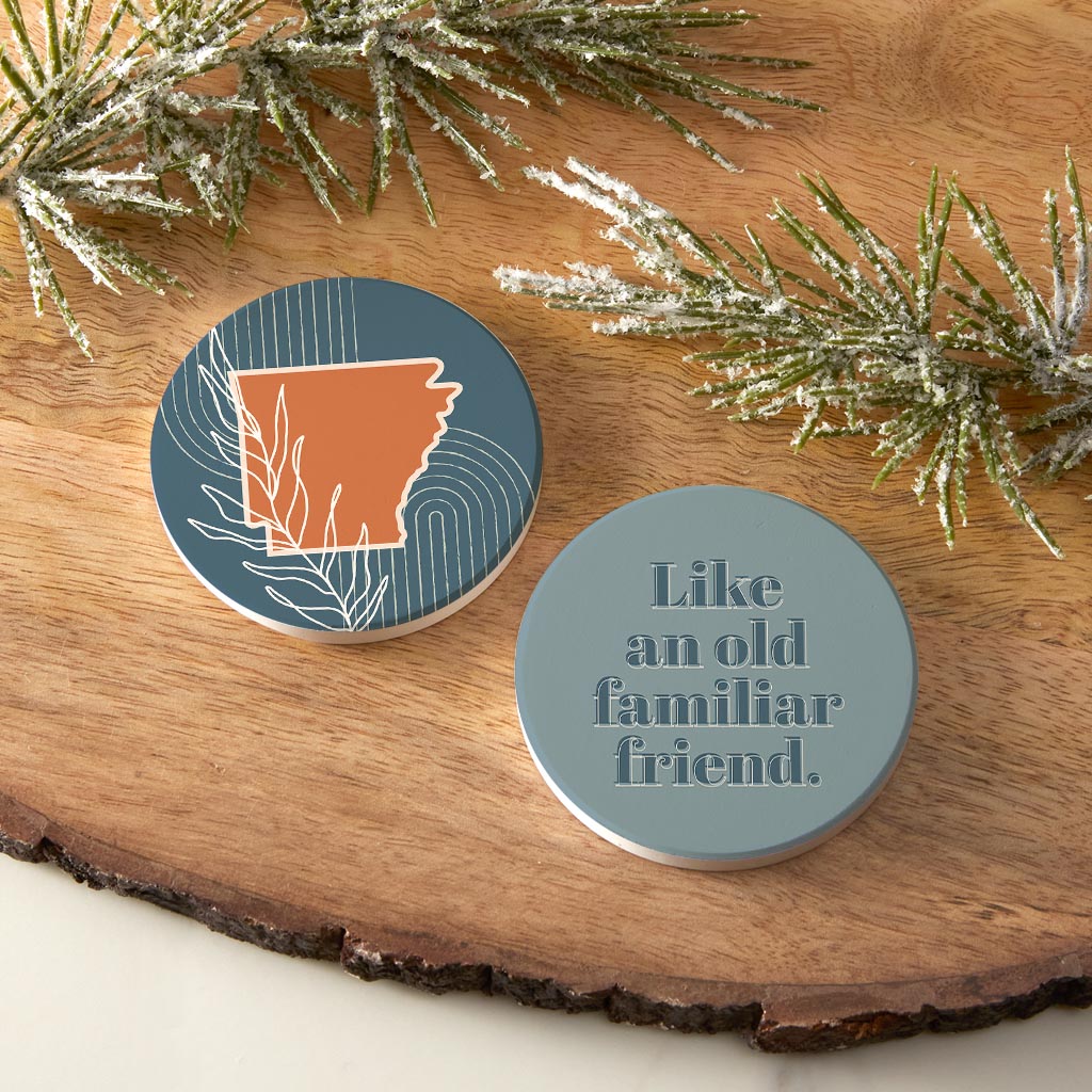 Modern Minimalist Arkansas State Shape Friend| Absorbent Car Coasters | Set of 2 | Min 4