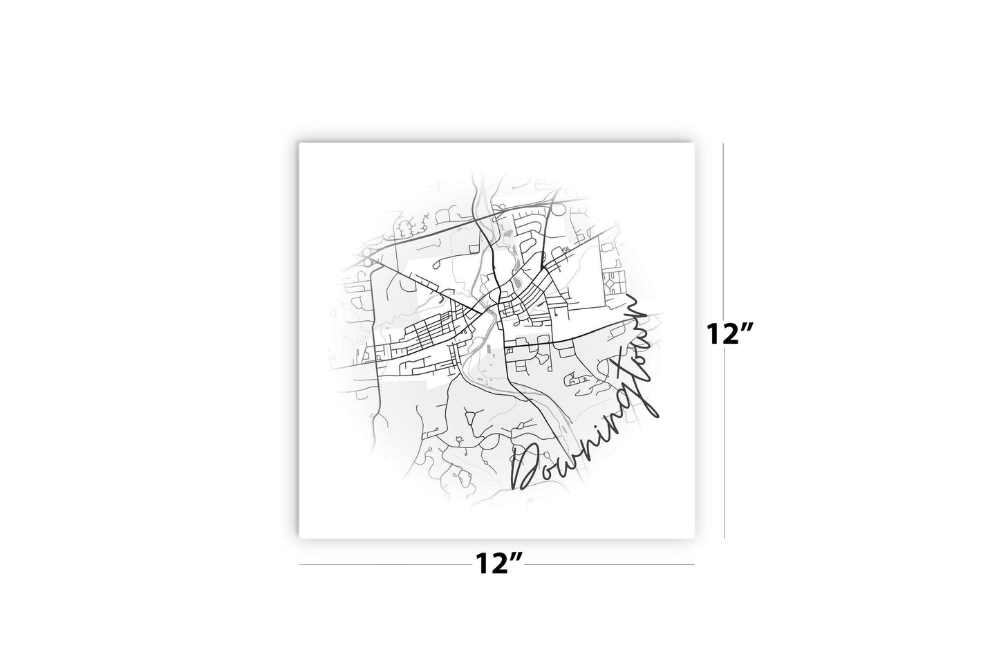 Minimalistic B&W Pennsylvania Downingtown Circle Map | Wood Sign | Eaches | Min 2