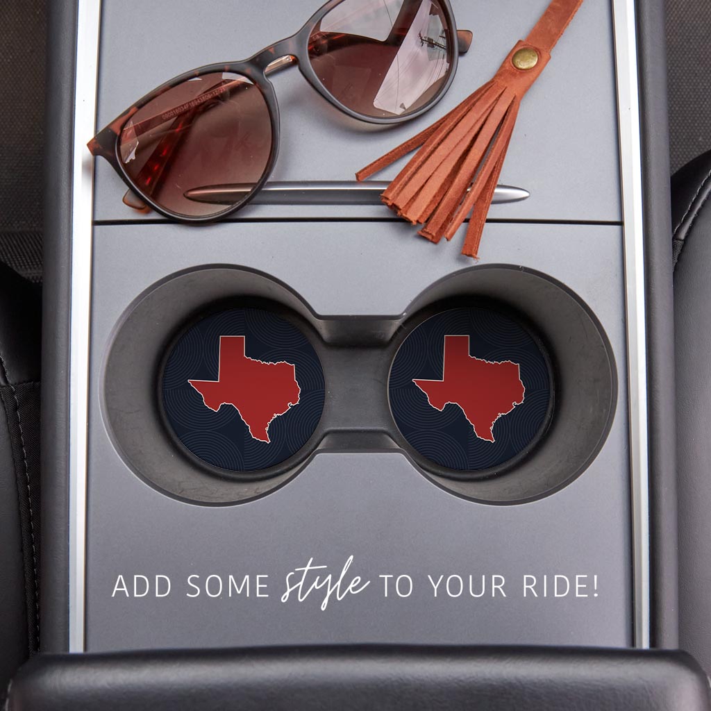 Modern Minimalist Texas Colors Shape | Absorbent Car Coasters | Set of 2 | Min 4