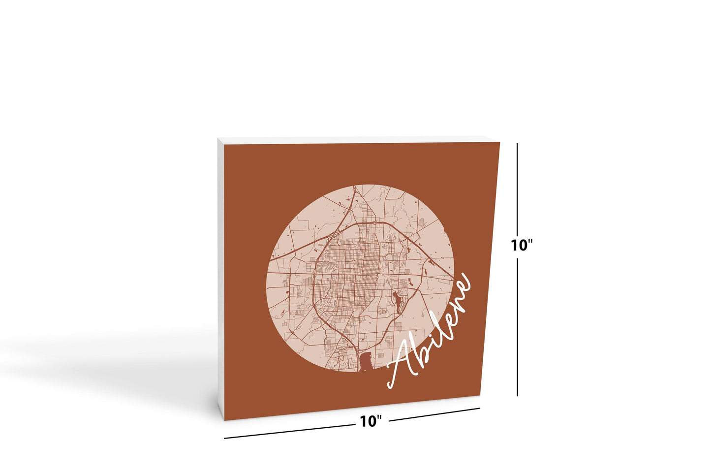 Modern Minimalist Texas Abilene Circle Map | Wood Block | Eaches | Min 2