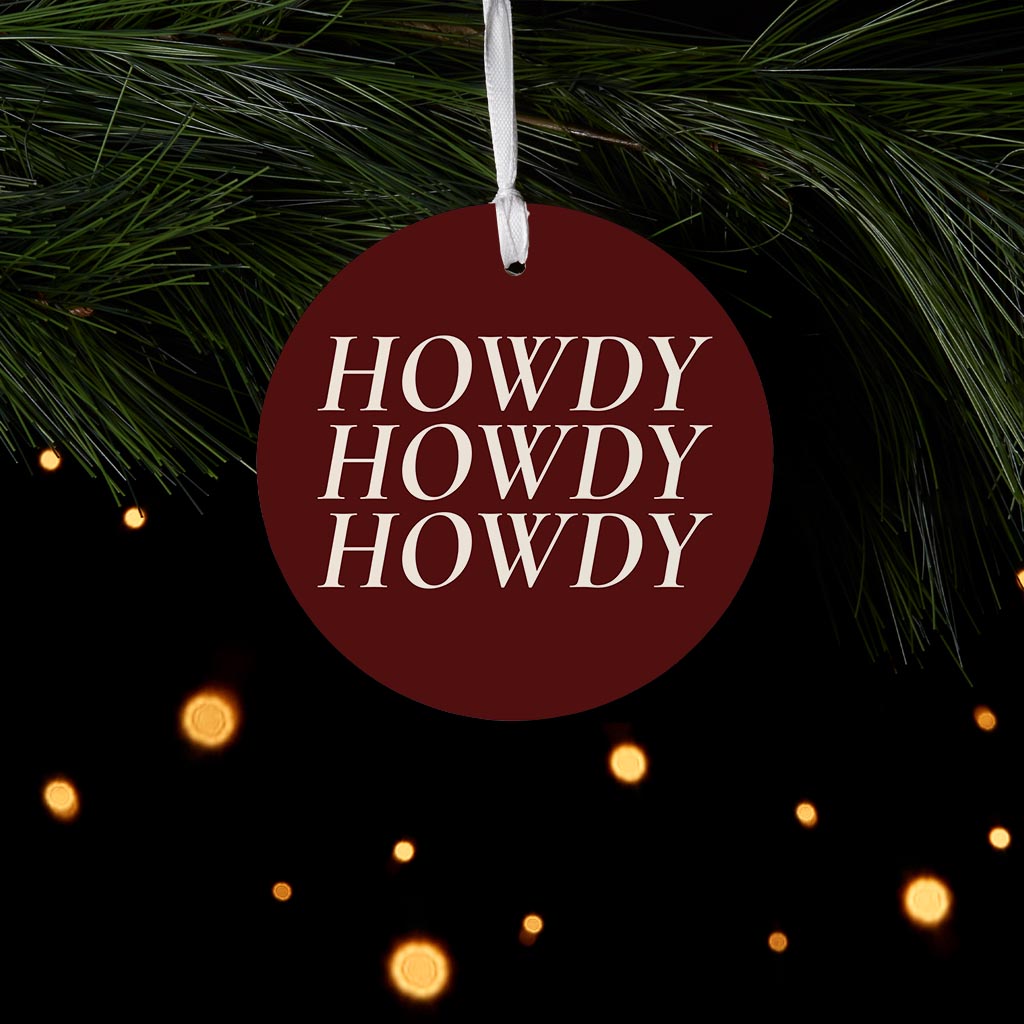 Modern Minimalist Texas Maroon Howdy | Wood Ornament | Eaches | Min 6