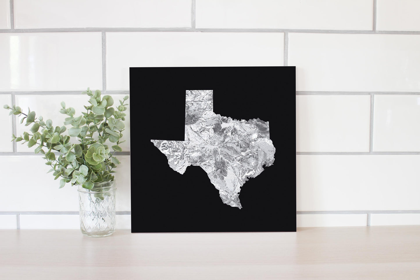 Minimalistic B&W Texas Metal State Shape | Wood Sign | Eaches | Min 2