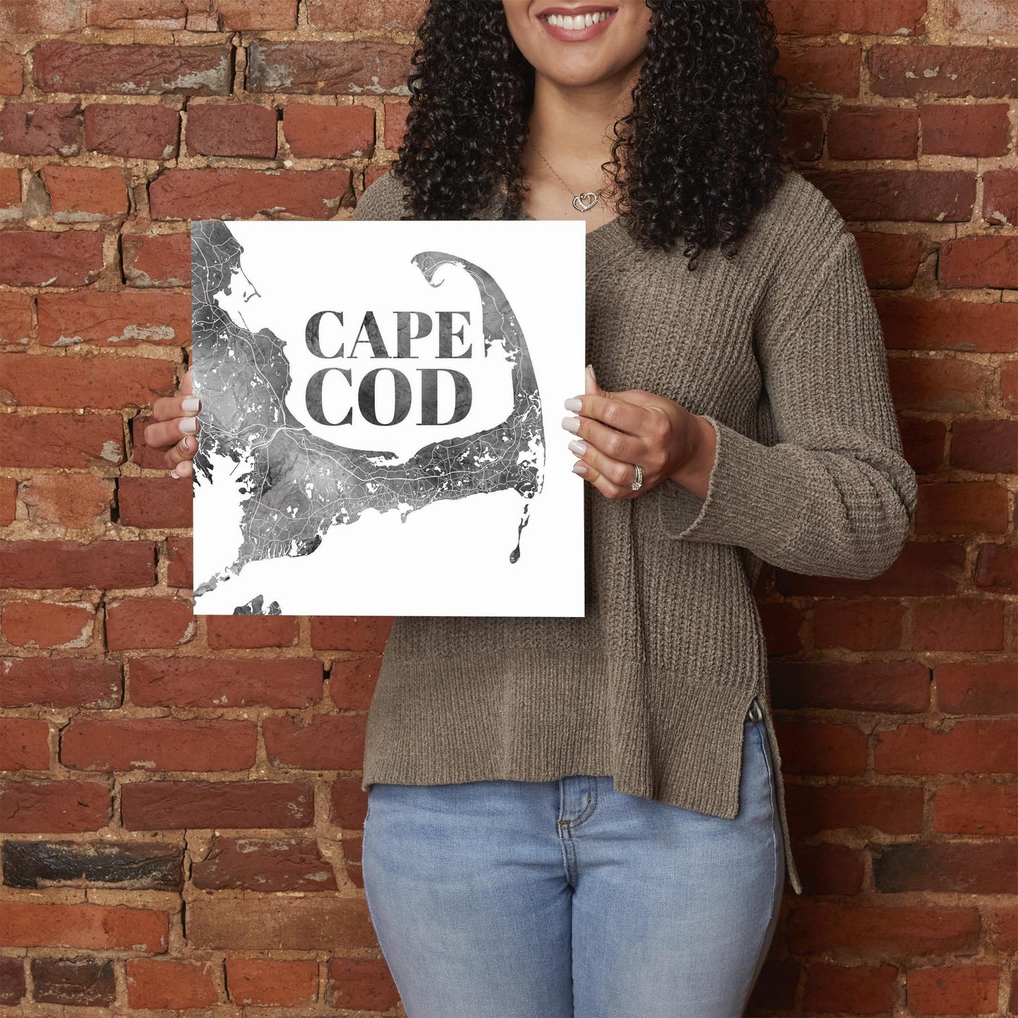 Minimalistic B&W Cape Cod Map | Hi-Def Glass Art | Eaches | Min 1
