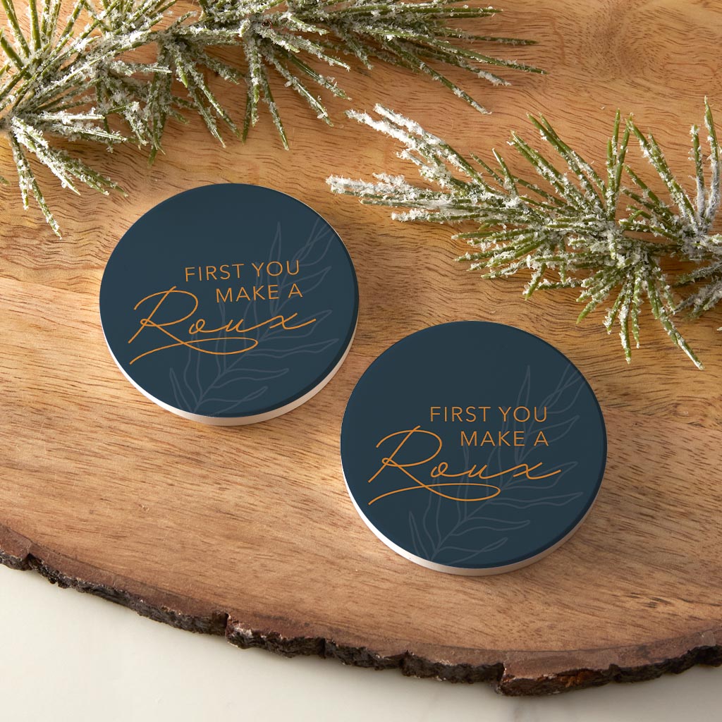 Modern Minimalist Louisiana Roux Saying| Absorbent Car Coasters | Set of 2 | Min 4
