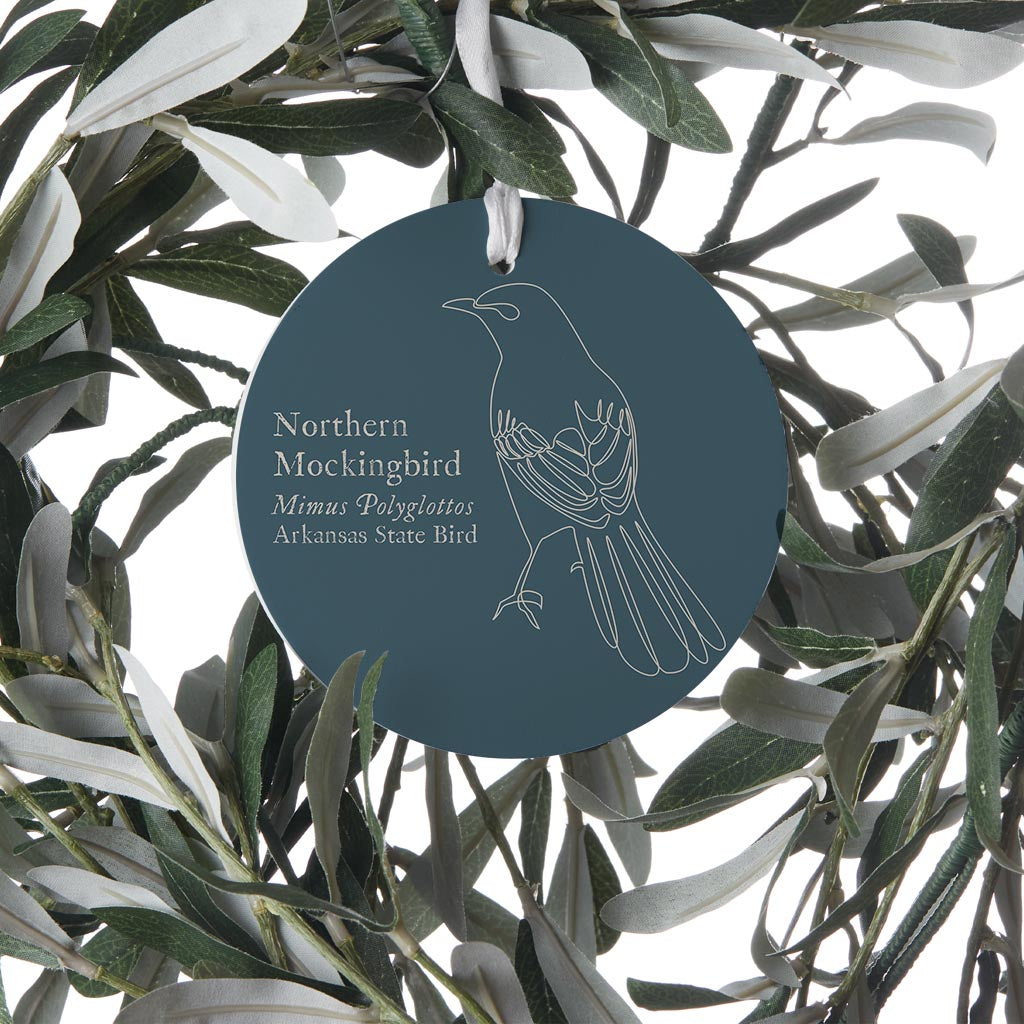 Modern Minimalist Arkansas Mockingbird| Wood Ornament | Eaches | Min 6