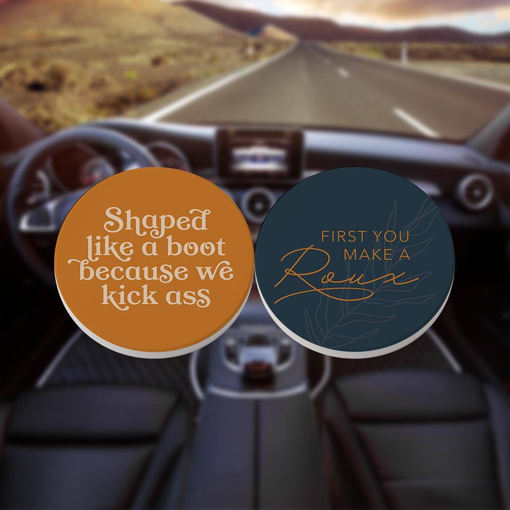 Modern Minimalist Louisianaset | Absorbent Car Coasters | Set of 2 | Min 4