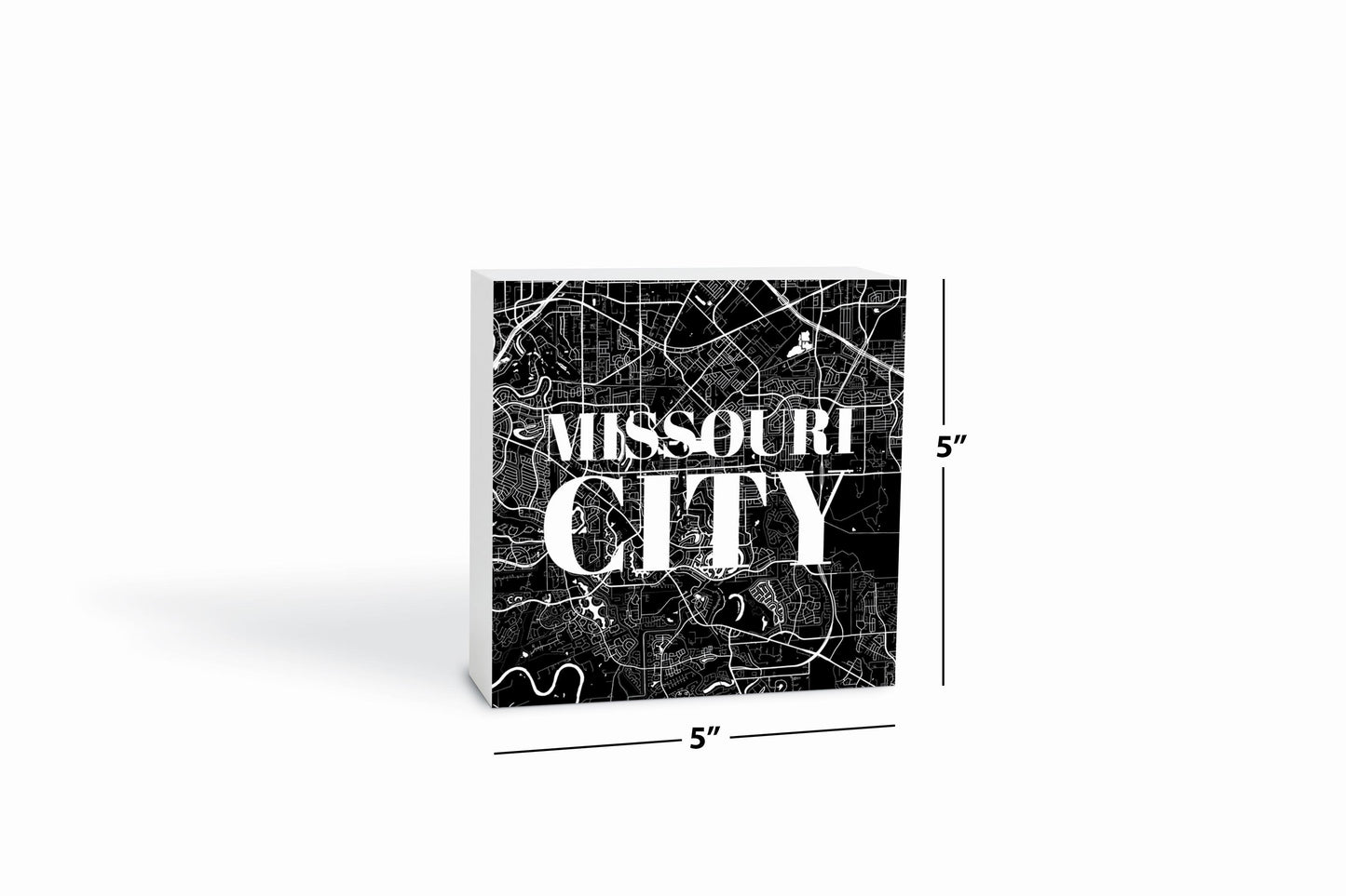 Minimalistic B&W Texas Missouri City Map| Wood Block | Eaches | Min 4