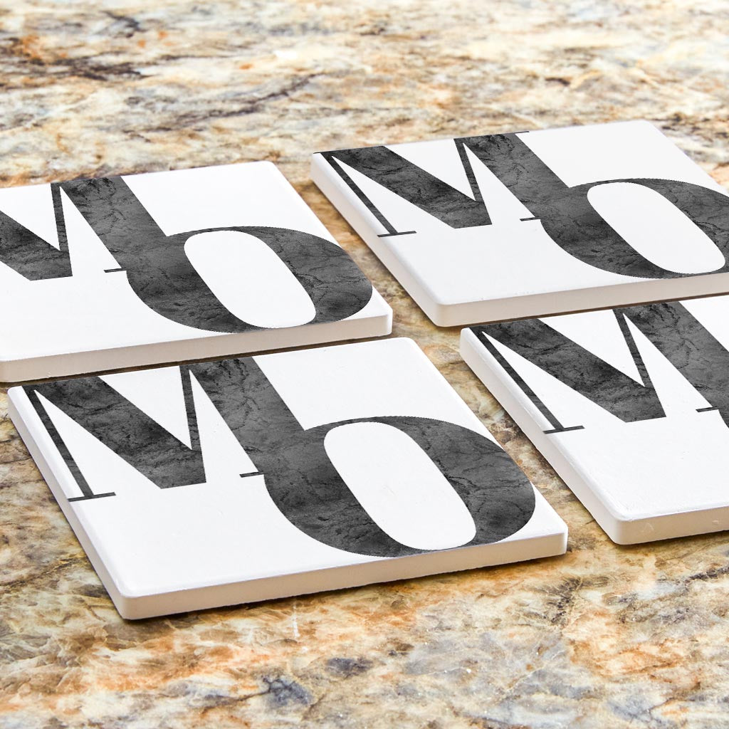 Minimalist B&W Missouri White Initials | Absorbent Coasters | Set of 4 | Min 2