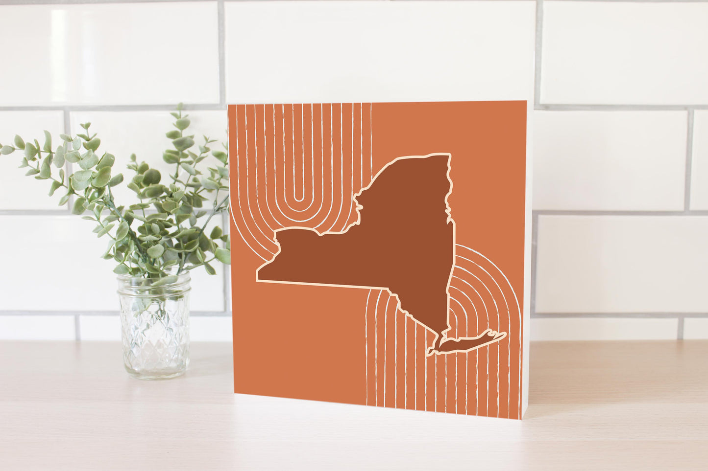 Modern Minimalistic New York Retro Thin Line | Wood Block | Eaches | Min 2